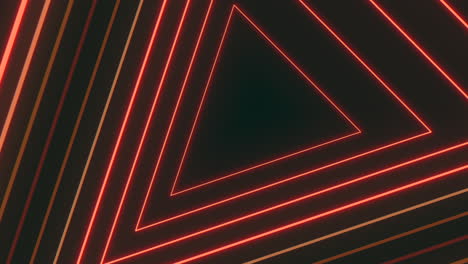 vibrant red neon triangle shines in darkened ambiance