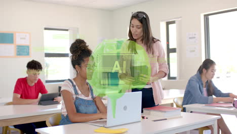 Animación-Del-Procesamiento-De-Datos-De-IA-En-Diversos-Estudiantes-De-La-Escuela.