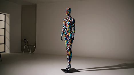 colorful geometric mannequin display