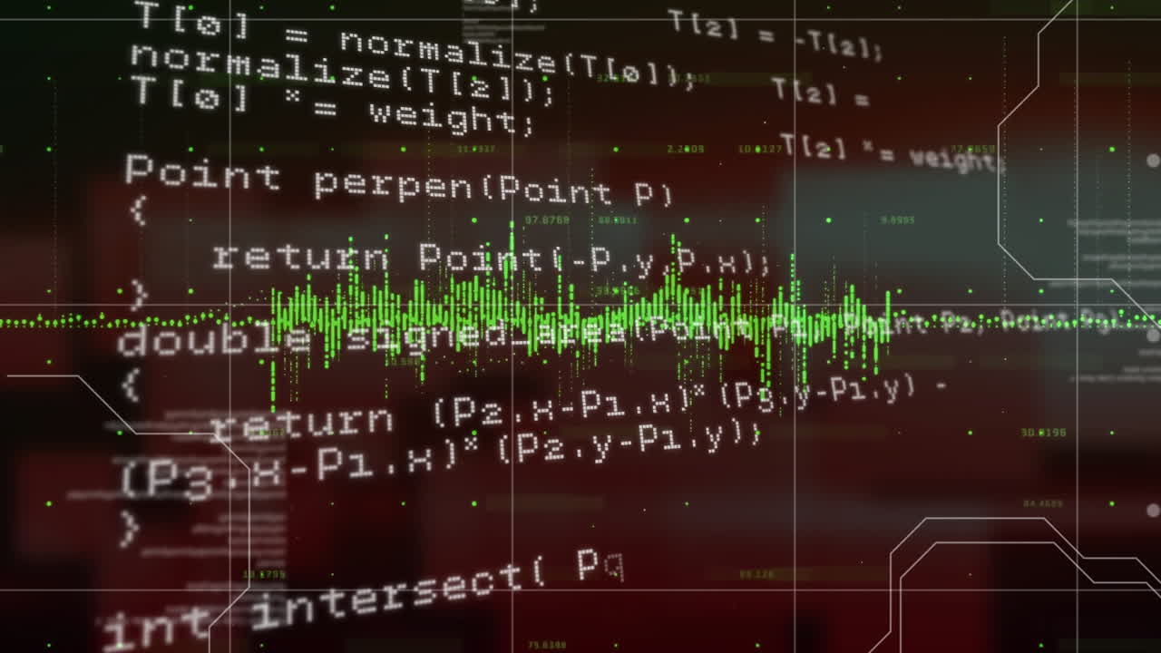 animación del procesamiento de datos sobre un fondo oscuro