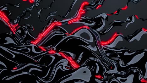 abstract red neon lines on black liquid background