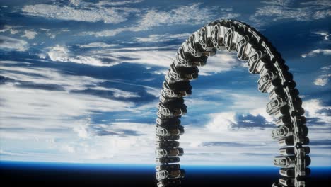 futuristic space station on earth orbit