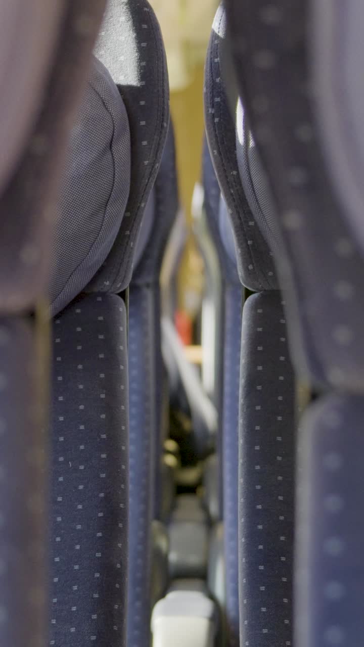 Interior view of German ICE train aisle, modern travel concept