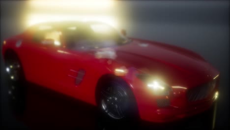 luxury sport car in dark studio with bright lights