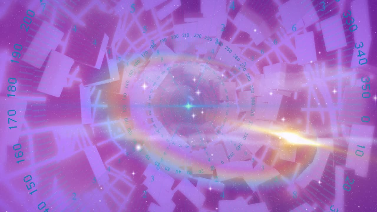 animación del procesamiento de datos a través del escaneo del alcance y las estrellas.