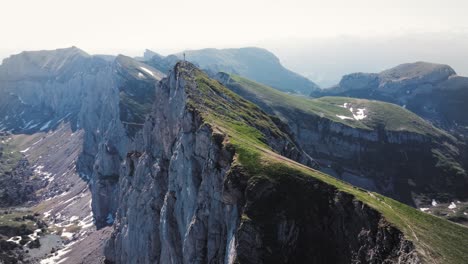 huge 500m cliff in rofan mountains in tyrol, austria