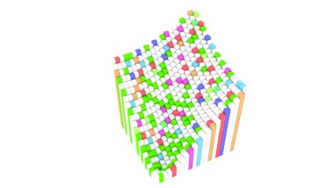4k cubos coloridos en un bucle blanco sin costuras