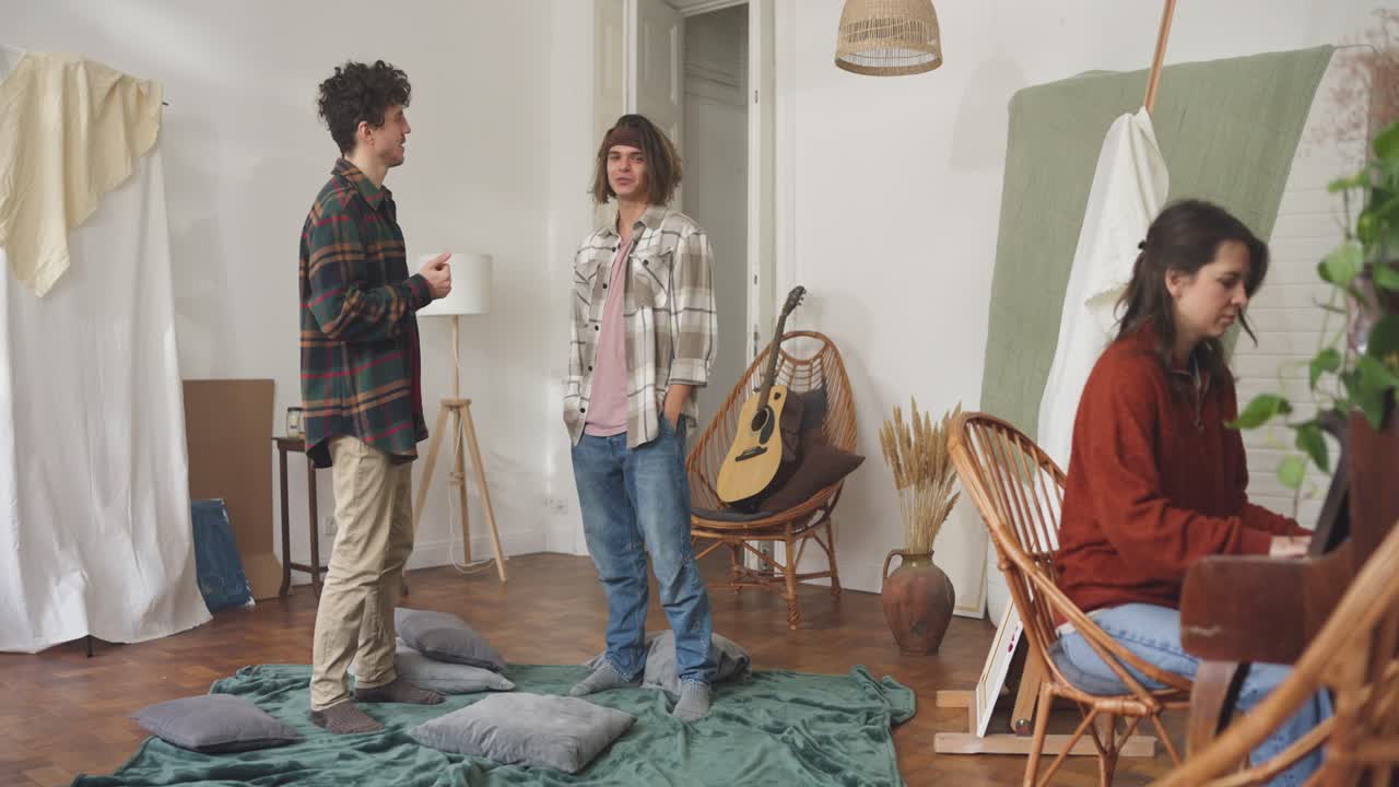 Friends Playing Music at Home