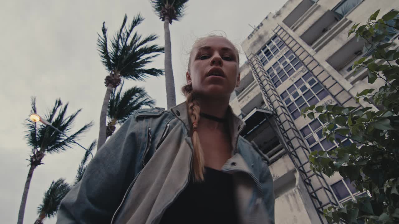 Woman in a City Storm