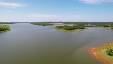 aerial footage of lake whitney in the plowman creek park