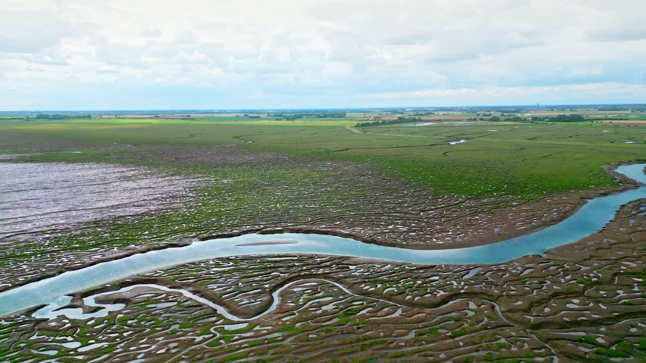 Cracked mud flats in a salt marsh