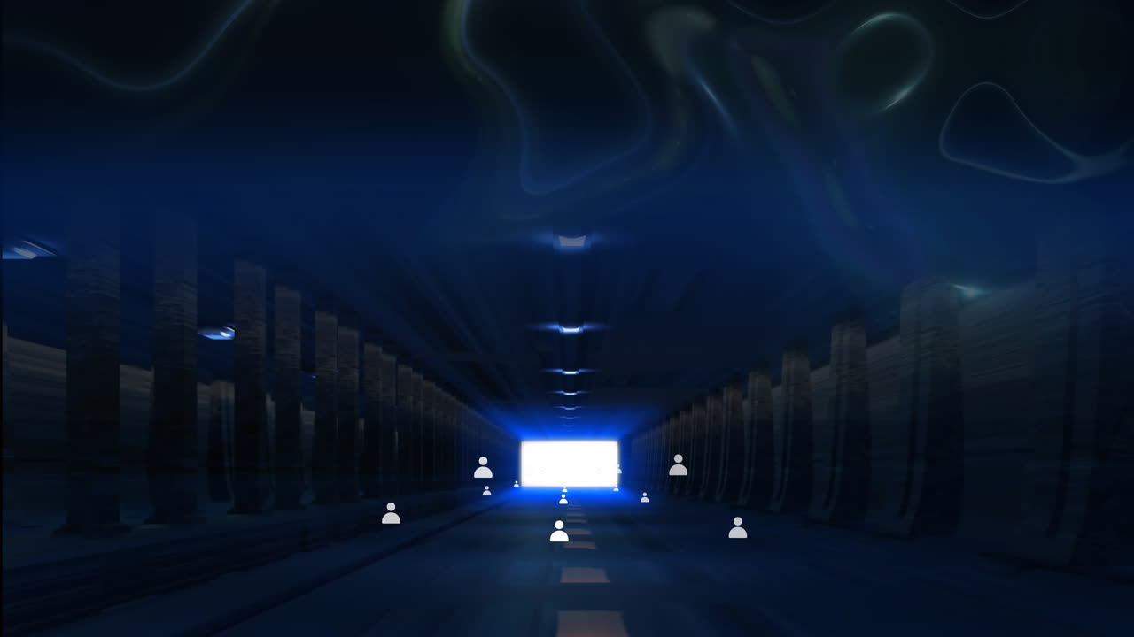 Network of connections and dark blue background