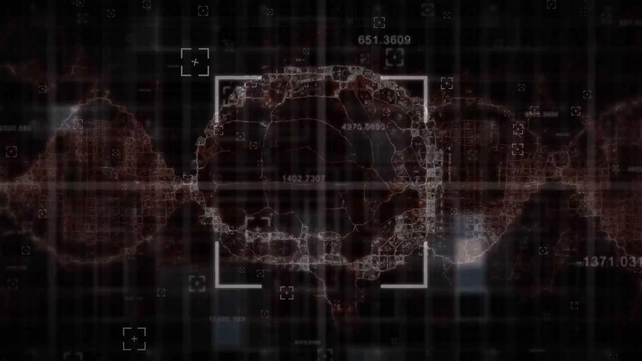 검은 바탕 위의 반점과 뇌의 애니메이션