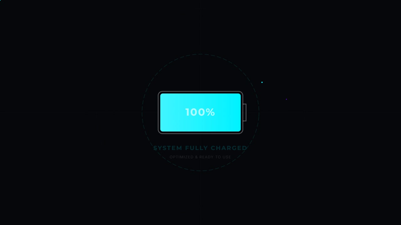 Digital Battery Charging Animation on Dark Background