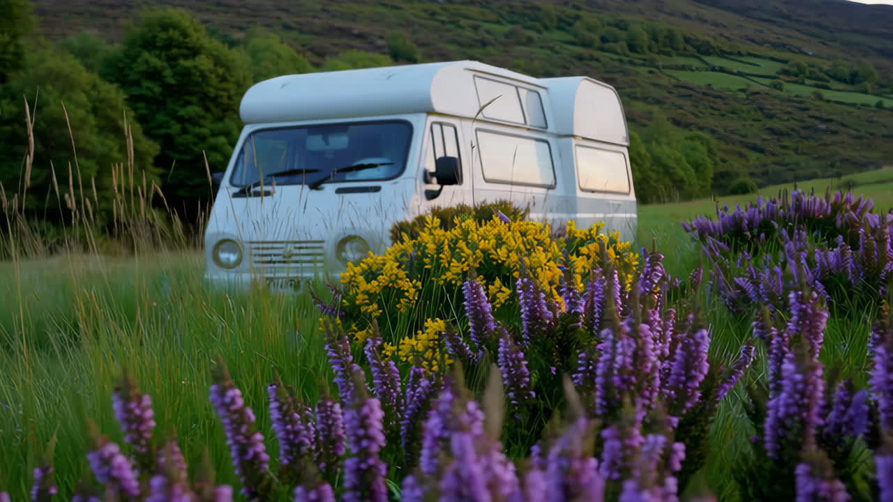 Beautiful Countryside View with Campervan