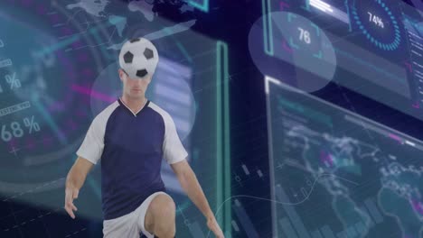 animation of data processing over caucasian male soccer player