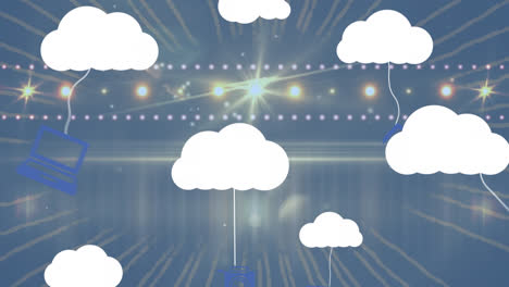 animation of clouds with icons over stage