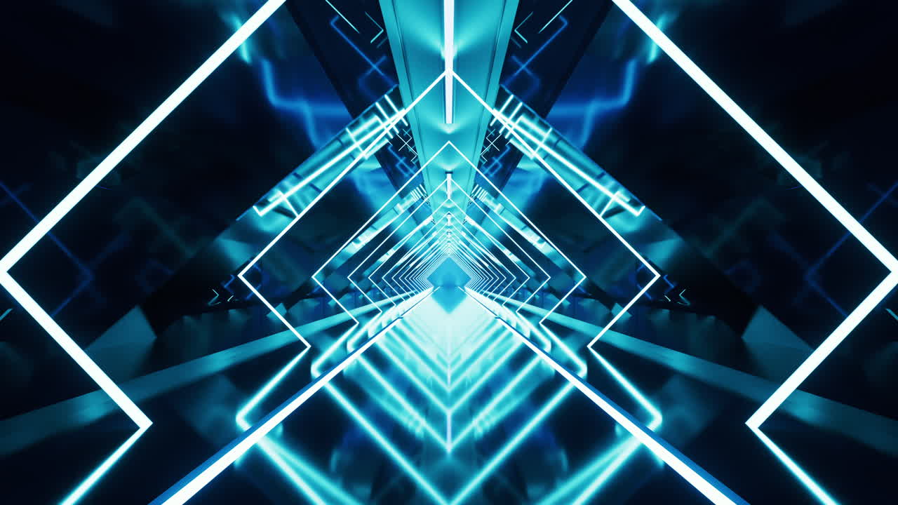 túnel oscuro con luz brillante iluminado, renderización en 3d.