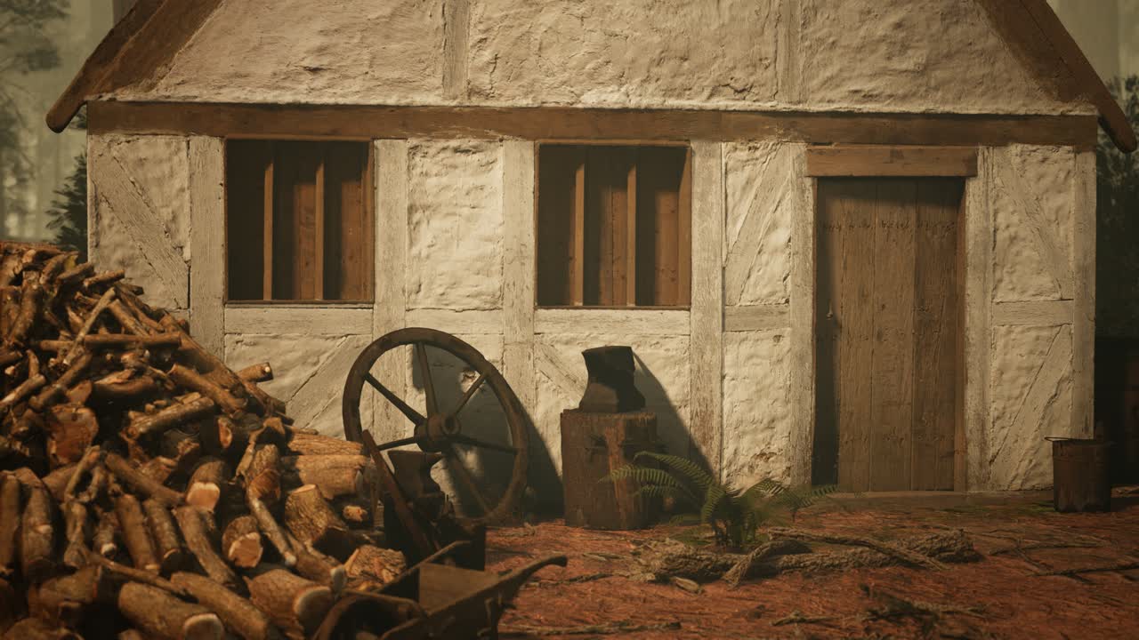 старый деревянный дом в осеннем лесу