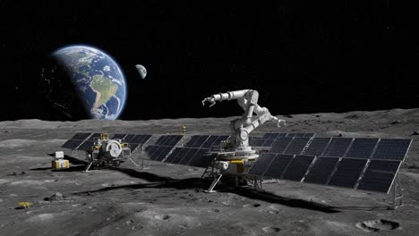 exploration on the lunar surface: a detailed view of advanced robotics and solar technology supporting human endeavors beyond earth