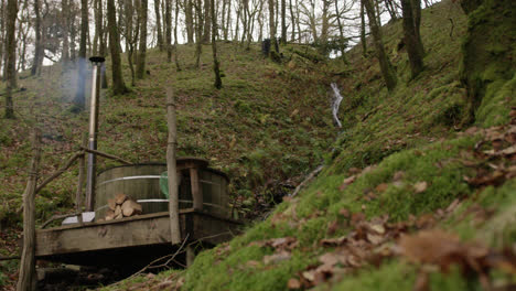 outdoor hot tub in woodland area