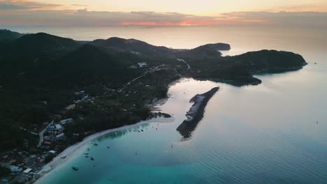 seaside view of koh phangan sunset, thailand's travel spot, aerial drone view