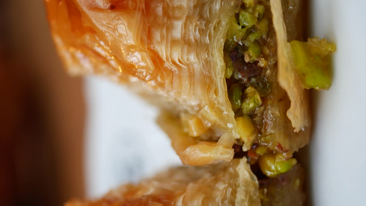 Primo piano di un delizioso pezzo di Baklava