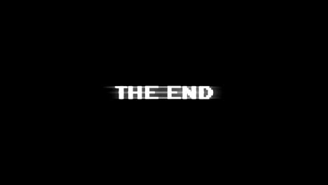 the end glitch text animation (3 versions with alpha channel), old gaming console style, rendering, background, loop