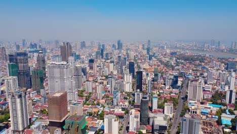 vast urban metropolis, cityscape skyline, downtown phnom penh, aerial