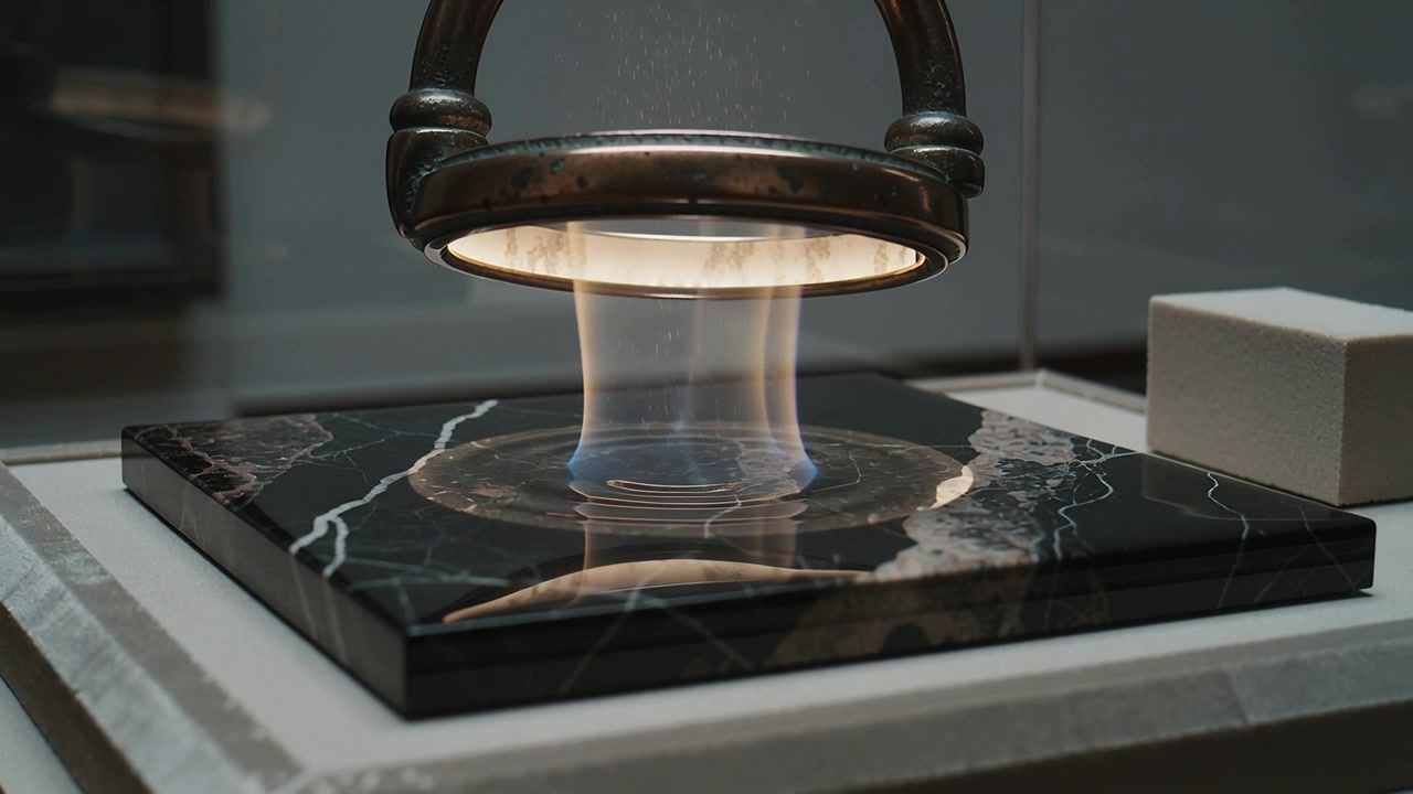 Scientific Experiment Showing Magnetic Levitation of Liquid Metal