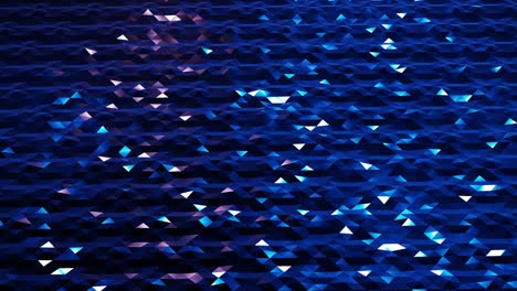 stylish dark abstract low poly background in 4k. abstract waves move on glossy metallic surface in loop. smooth soft seamless animation. simple minimalistic geometric bg. blue color