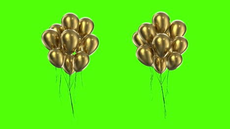 loop bundle of golden balloons on a green background