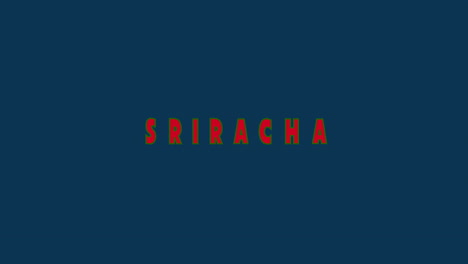 Salsa-Sriracha-Saltando-Efecto-De-Texto-Rojo-Con-íconos-De-Chiles-Picantes---Animación-De-Texto-Sobre-Fondo-Azul-Oscuro