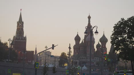 sunset over red square, moscow