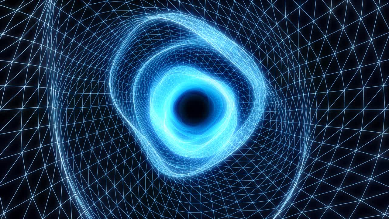 파란색 파란색 반이는 웹 네트 그리드 튜브의 디지털 벌레 구 터널 - 4k 원활한 루프 모션 배경 애니메이션