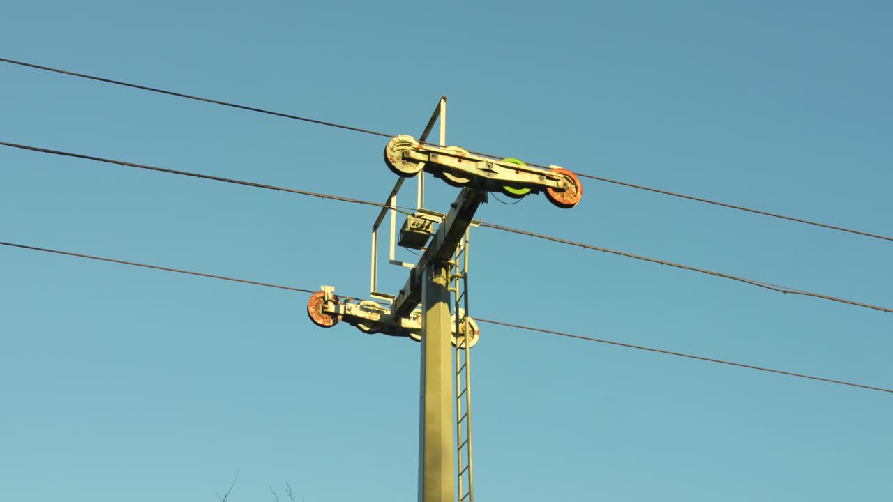 Pulley System And Cables Of Disused Ski Lift At Franco-German Garden In Saarbrucken, Germany