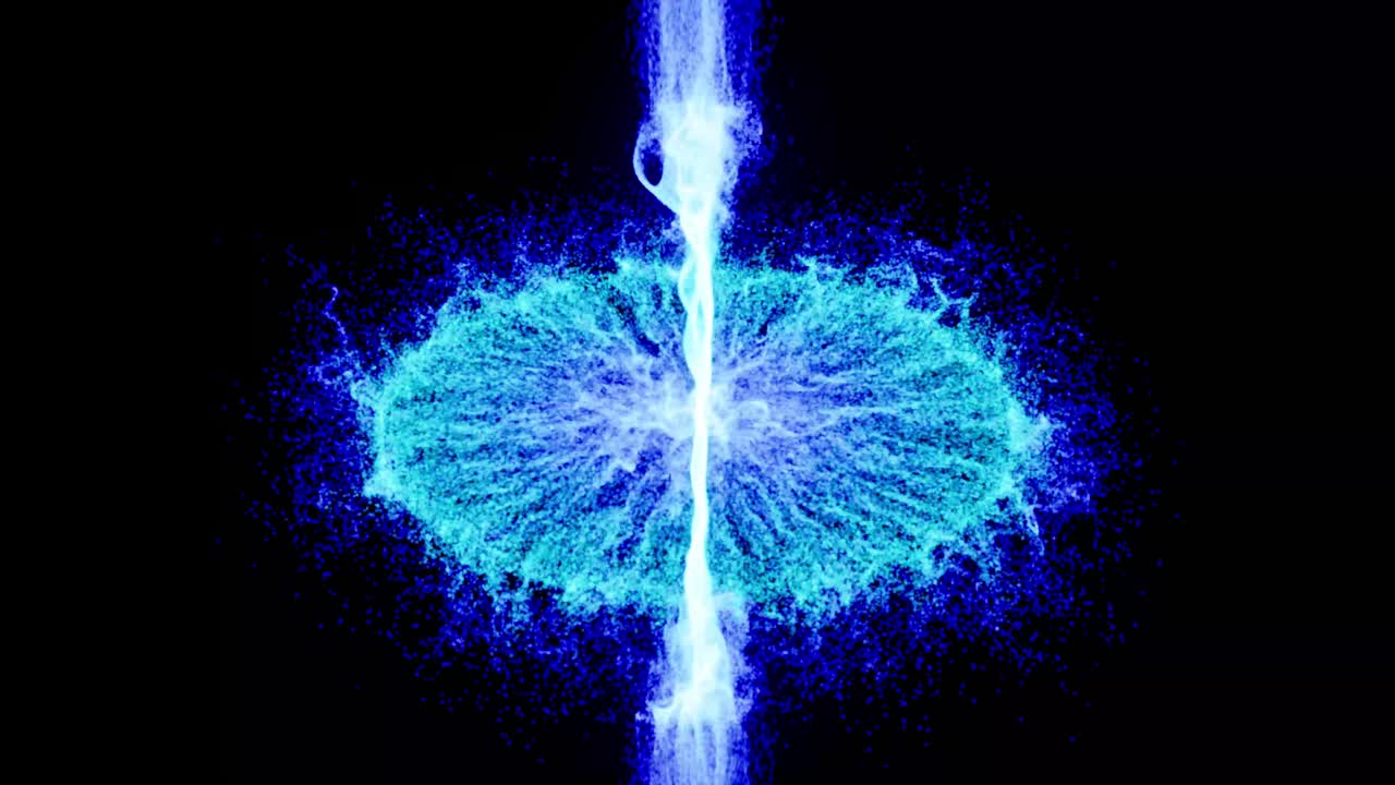 시각 효과, vfx, 블루 입자 에너지 반지 검은 배경 3d 애니메이션