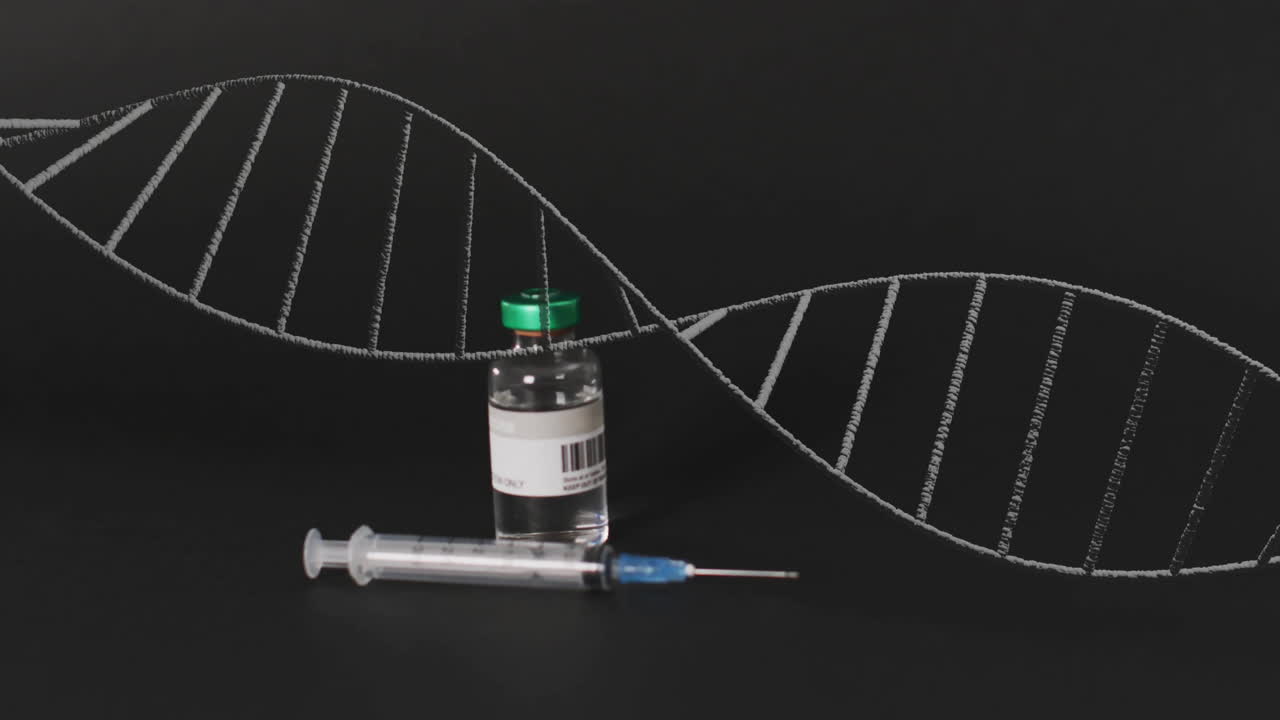 백신 접종에 대한 dna 줄무의 애니메이션 및 데이터 처리