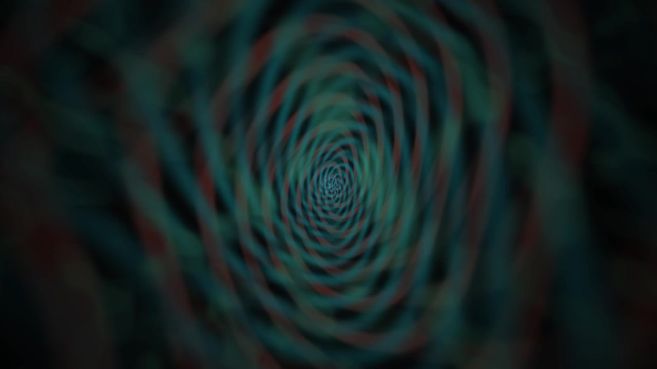 Abstract Motion Background with Rotating Teal and Red Spiral Patterns