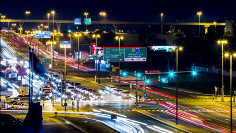 night traffic on sheikh zayed road, dubai