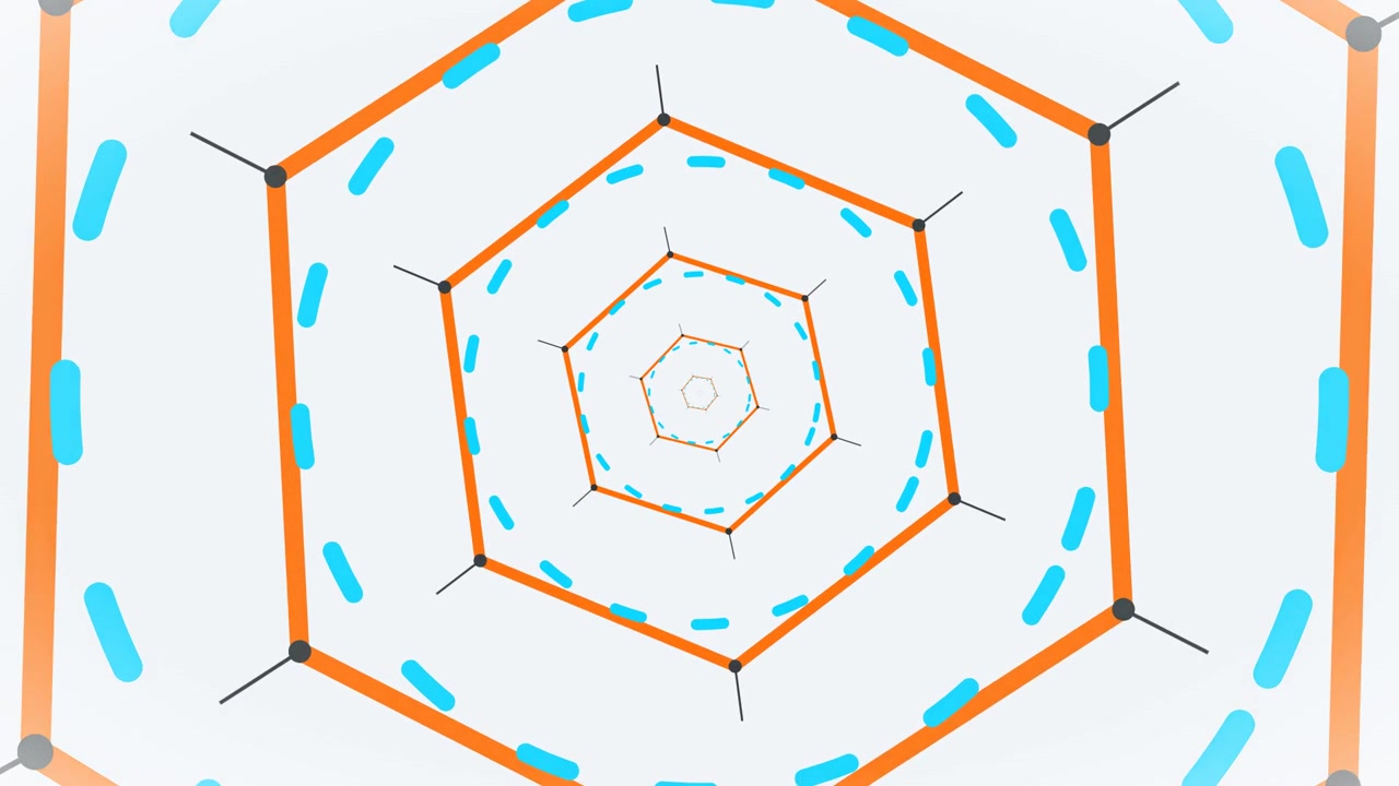 Animazione di un tunnel esagonale geometrico astratto