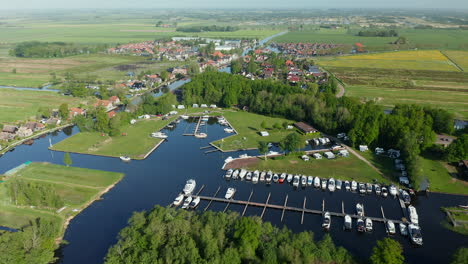 panoramic view of marina near waterstaete holiday park in ossenzijl, friesland, netherlands