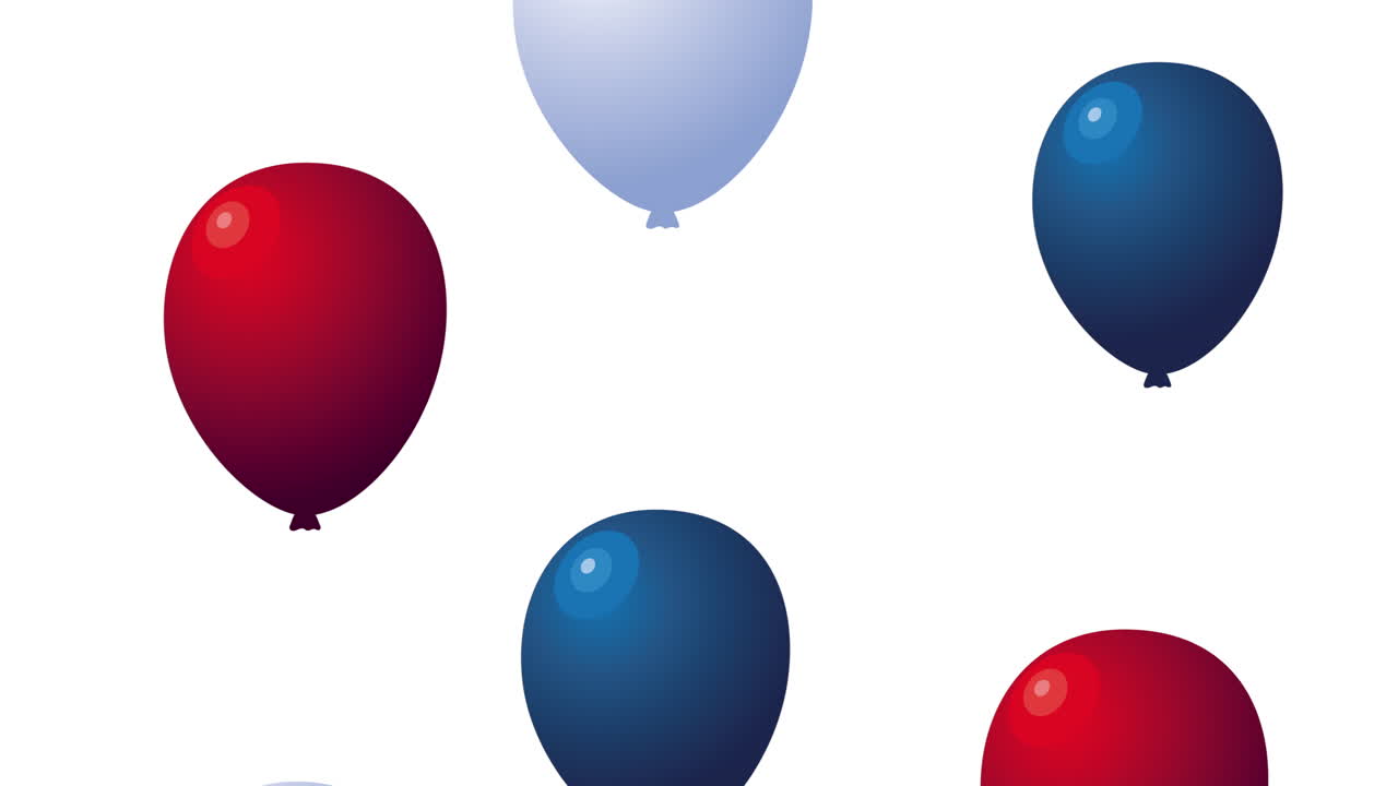 미국 축제 날 애니메이션: 헤리움 풍선이 떠다니고 있습니다.