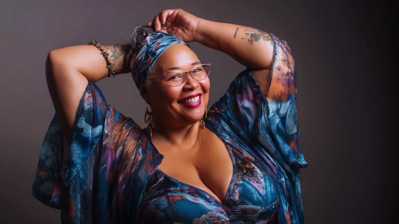 Celebrating Confidence and Radiance: A Series of Moments Capturing a Joyful Woman Embracing Her Beauty and Unique Style Through Vibrant Expressions and Delightful Gestures