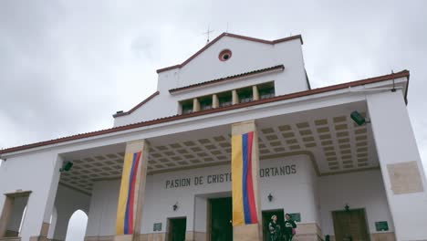 Monserrate-church-entrance-in-Bogota,-Colombia-in-a-cloudy-day