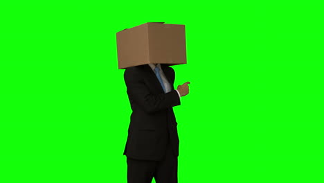 Businessman-standing-with-box-over-his-head-