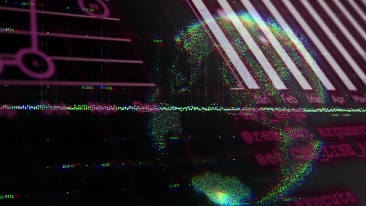 animación de datos financieros y gráficos en todo el mundo sobre fondo negro