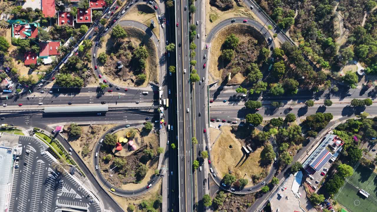 Aerial view of the Periferico and Insurgentes junction near Cuicuilco, CDMX