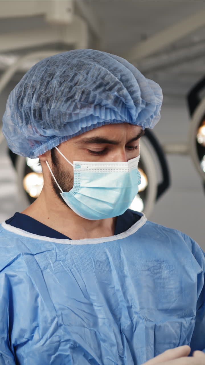 Surgeon in protective gear