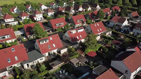 Drone-view-of-the-lovely-town-of-Dronten-in-Flevoland,-the-Netherlands